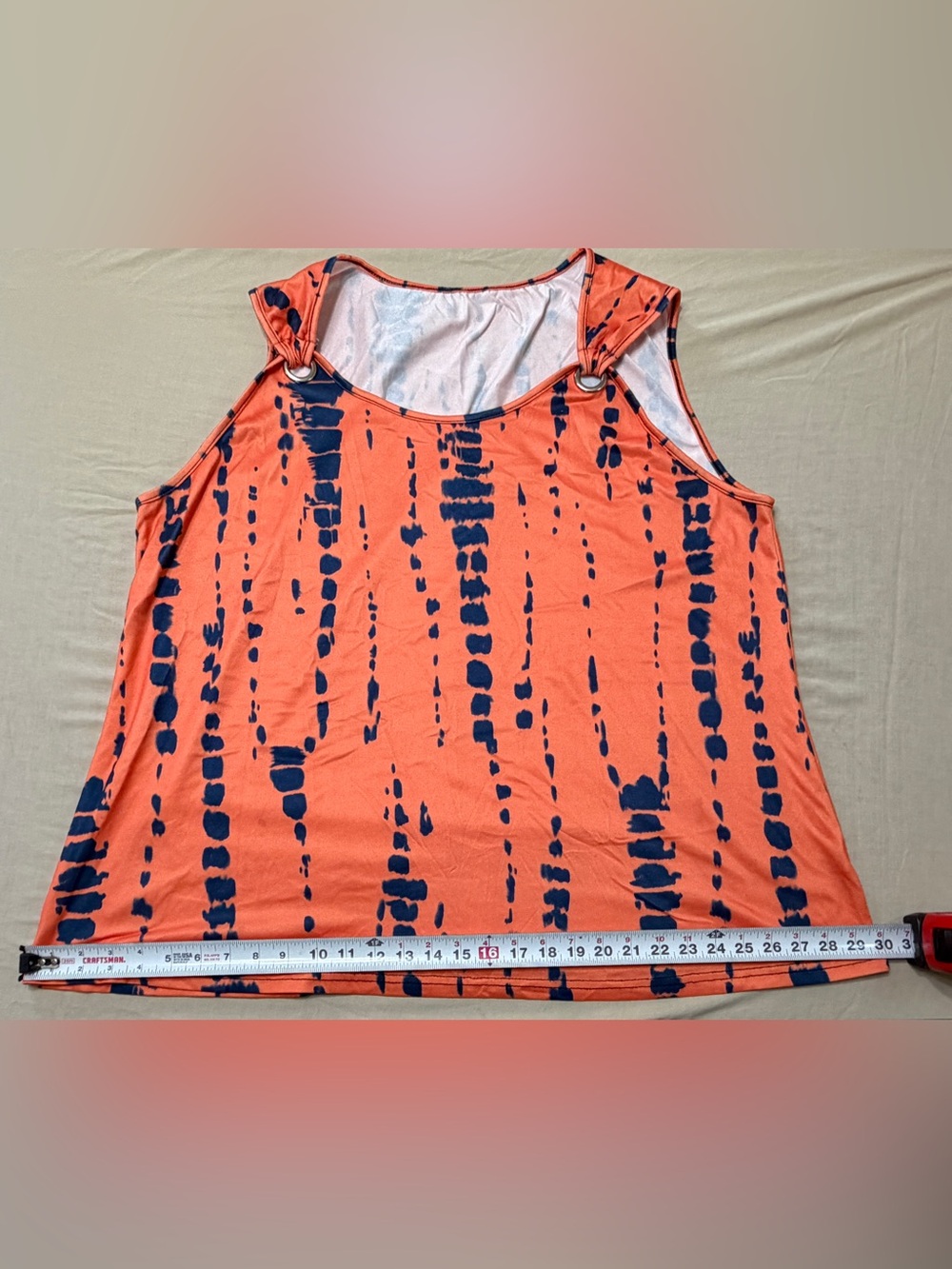 Women’s Plus 4XL Orange/Blue Tie-Dye Scoop Neck Stretch Tank Top Sleeveless